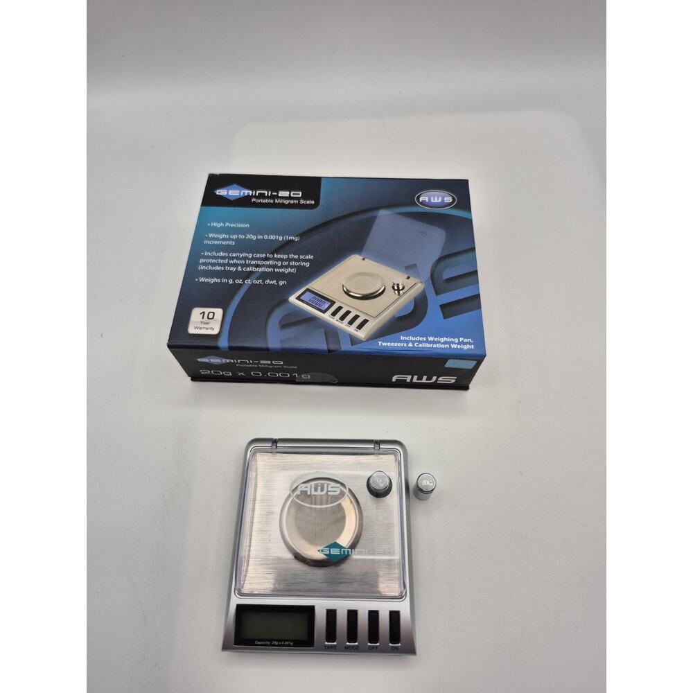 AWS Gemini-20 Portable Milligram Scale - 20 x 0.001 Gram Lab Scale Calibration